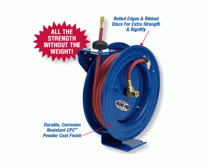 Coxreels Aluminum Air Hose Reel - 1/4 x 50 ft - hose Included