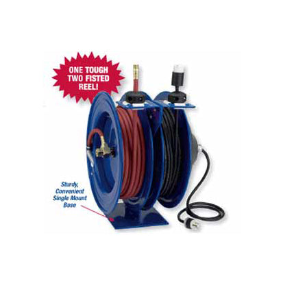 Coxreels Air Hose Reel/Cord Reel Combo - 3/8 x 50 ft with 50 ft of 12 ga  Cord - Single Receptacle