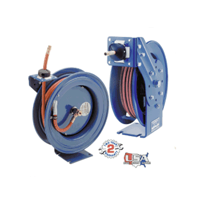 Coxreels C-L350-5016-A Dual Purpose Spring Rewind Air Hose and Power Cord  Reel with Low Pressure 3/8 x 50' Hose and Power Cord - 300 PSI